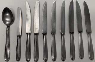 LOTE DE 10 CUBIERTOS ANTIGUOS ACERO INOX. PF