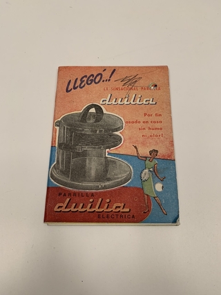 FOLLETO RECETARIO ANTIGUO PARRILLA ELECTRICA DUILIA