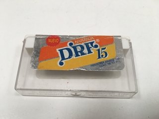ANTIGUA CAJITA ENVOLTORIO DE PASTILLAS DRF 15, NARANJA (USADO)
