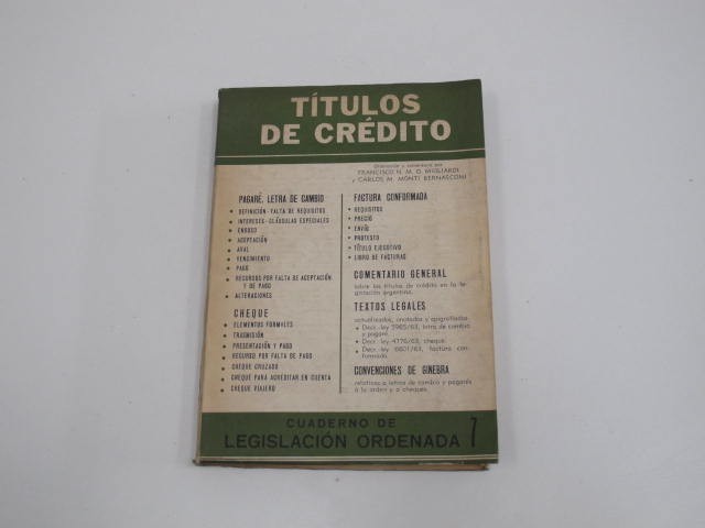 TÍTULOS DE CRÉDITO, CUADERNO DE LEGISLACIÓN ORDENADA Nº 7 (USADO)