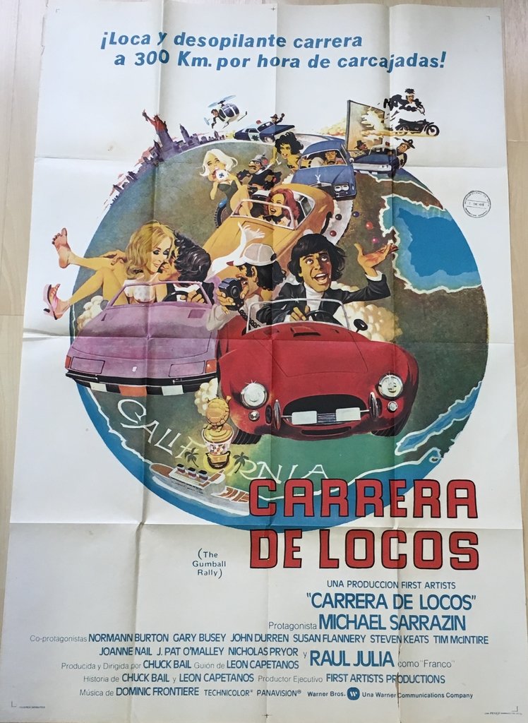 AFICHE POSTER ORIGINAL CINE CARRERA DE LOCO 1976 CHUCK BAIL (USADO)