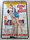 AFICHE POSTER ORIGINAL CAMA CON MÚSICA 1970 JOHN HILBARD (USADO)