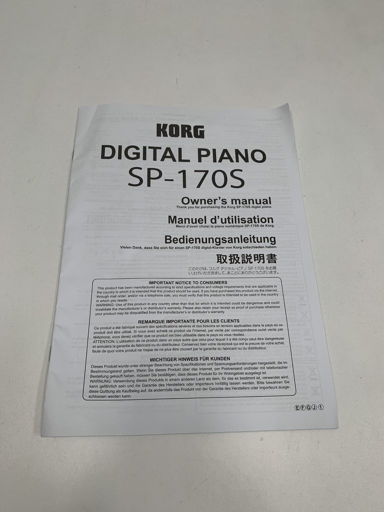 Manual De Uso Piano Digital Korg Sp 170s No Esta En Espanol Usado