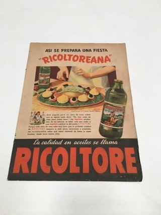 LÁMINA DE REVISTA PUBLICIDAD RICOLTORE ACEITE (USADO)