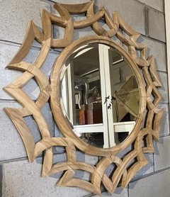 ESPEJO EN MADERA DE TECA - MEDIDAS Ø 85 cm. - comprar online