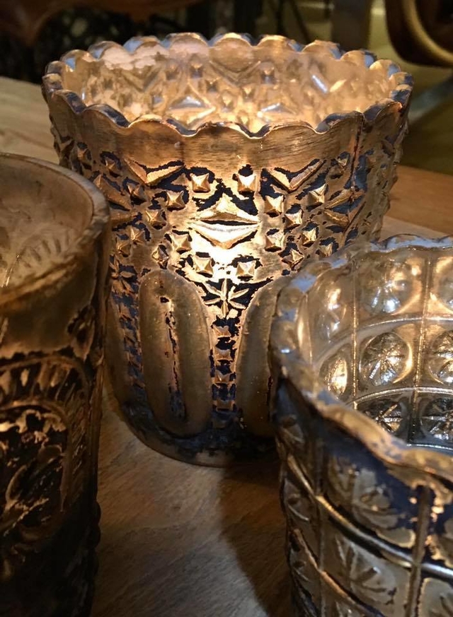 CANDELABRO DE VIDRIO COLOR BROCE VIEJO DISEÑO SURTIDO