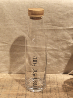 BOTELLA DE VIDRIO CON TAPA DE MADERA, 1 LITRO - DISEÑO FRESH AND PURE - comprar online