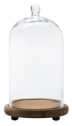 CAMPANA DE VIDRIO CON BASE DE MADERA - MEDIDAS 32x15 cm. - comprar online
