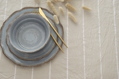 MANTEL BEIGE + RAYAS BLANCAS - comprar online