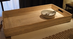 BANDEJA RECTANGULAR DE RATTAN - ESTRUCTURA SÚPER RÍGIDA - MEDIDAS 75x45 cm.