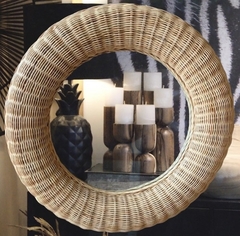 ESPEJO MARCO DE RATTAN - MEDIDAS Ø 65 cm. - DISEÑO BULAN - comprar online