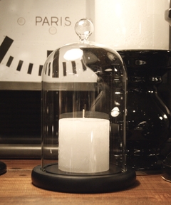 CAMPANA DE VIDRIO CON BASE DE MADERA NEGRA - MEDIDAS Ø 12,5x20 h - DISEÑO MAISON - comprar online