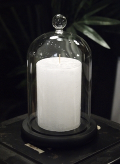 CAMPANA DE VIDRIO CON BASE DE MADERA NEGRA - MEDIDAS Ø 12,5x20 h - DISEÑO MAISON