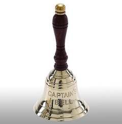CAMPANA DECORATIVA DE METAL Y MADERA - MEDIDAS 6.5x14 DE ALTO - DISEÑO CAPTAIN'S BELL en internet