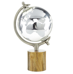 GLOBO TERRÁQUEO DECORATIVO EN ACRÍLICO CON BASEDE MADERA Y ESTRUCTURA DE METAL COLOR BRONCE VIEJO - MEDIDAS 38x21 cm. - CÓD U28567 - comprar online