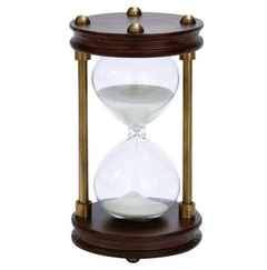 RELOJ DE ARENA DE VIDRIO CON ESTRUCTURA DE MADERA Y METAL - MEDIDAS 16x11 cm. - DURACIÓN 15' - comprar online