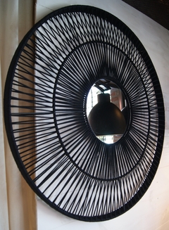 ESPEJO EN HILO DE ALGODÓN NEGRO - MEDIDAS: Ø INTERIOR 30 cm. Ø TOTAL 90x4 cm. DE ESPESOR - comprar online