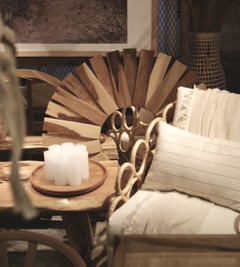 ESPEJO EN MADERA DE GUAYUBIRA - MEDIDAS Ø 1.10 - DISEÑO SOL - comprar online