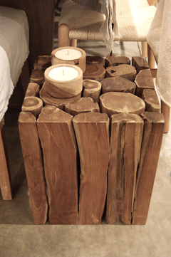 TABURETE EN MADERA DE TECA - MEDIDAS 35x35x40 h - DISEÑO STOOL WOODY