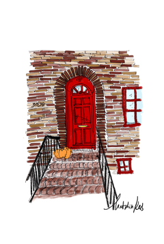 Ilustracion puerta roja