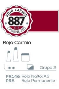Acrilico Alba G2 x 18ml. (887) Rojo carmin
