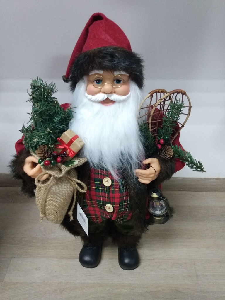 Boneco Papai Noel 60 Saco e Raquete de Neve Decoração Natal