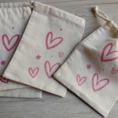 Bolsitas Souvenir Corazón Rosa con Glitter 10x15 Cm. (pack 6 unidades) en internet