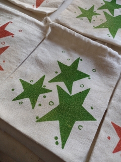 Bolsitas Souvenir Estrella Roja y Verde Navidad 12 cm x 15cm (pack x 6 unidades) - Patch-In by Gaby Caporale 