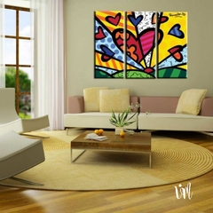 Cuadro Britto Tríptico Heart