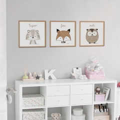 Cuadro Tríptico Infantil Animals