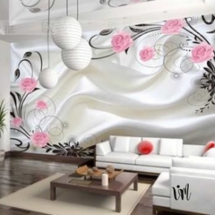 Mural rosales rosa