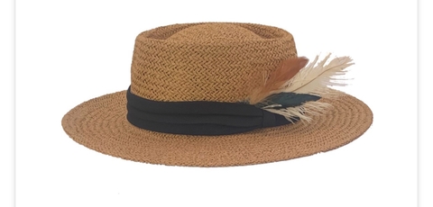 Sombrero - Pampa rafia con pluma