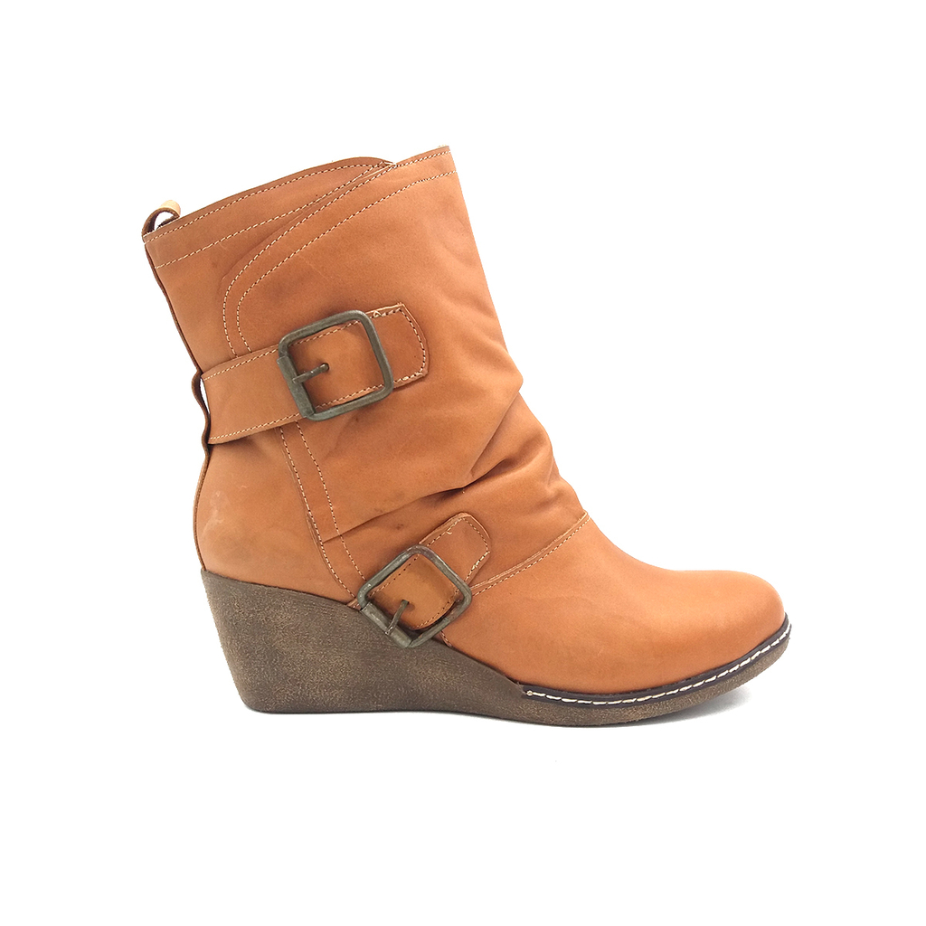 Bota Caña Media 2 Hebillas Taco Chino 2060