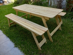 Juego Plegable Quincho Pino 120x70 Mesa + 2 Bancos !! en internet