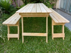 Juego Plegable Quincho Pino 200x70 Mesa + 2 Bancos !! - comprar online