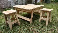 JUEGO Mesa Soho Plegable Baja 100x70 + 4 BANQUETAS !!! - tienda online