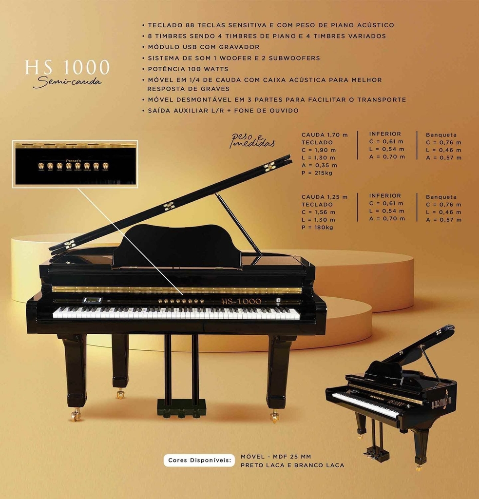 Piano de Cauda Acústico Infantil com 30 Teclas