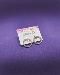 AR 799 - Aros de Plata Rose - Pasantes - Barra (7 mm) con círculo de microcubics engarzados (15 mm) - comprar online