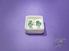 AR 360 - Aros abridores de acero - Corazón esmaltado (5 mm) color celeste