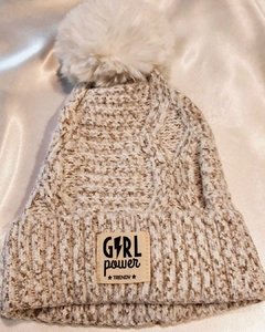 GO 647 - Gorro de Chenille Jaspeado con ochos y pompón de piel sintética - comprar online