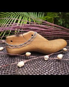 T 3720 - Tobillera - Importada de India - Cadena doble con ondas de cadenas colgantes y rosetas - comprar online