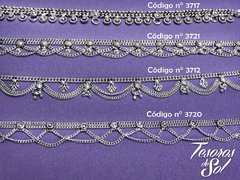 T 3721 - Tobillera - Importada de India - Cadena doble con ondas de cadenas colgantes, rosetas y bolitas (13 mm) - comprar online