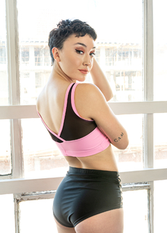 tops rosa, con tull negro - comprar online