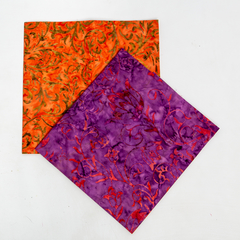 Pre - cortado...Dúo Batik Artisan  Violeta /Naranja ( 104)