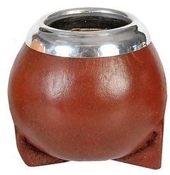 Mate calabaza forrado en cuero vaqueta