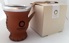 Mate de vidrio forrado en cuero en bag - Cueros del Sur