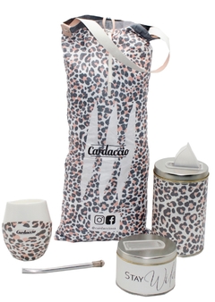 Juego de latas y mate en bolsita de Tyvek - ANIMAL PRINT