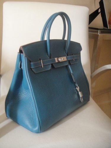 birkin hermès azul de couro de crocodilo