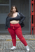 Pantalón de bengalina con lazo en la cintura rojo - OKDENIM