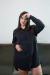 Camisola de poplin con bolsillos al costado negro